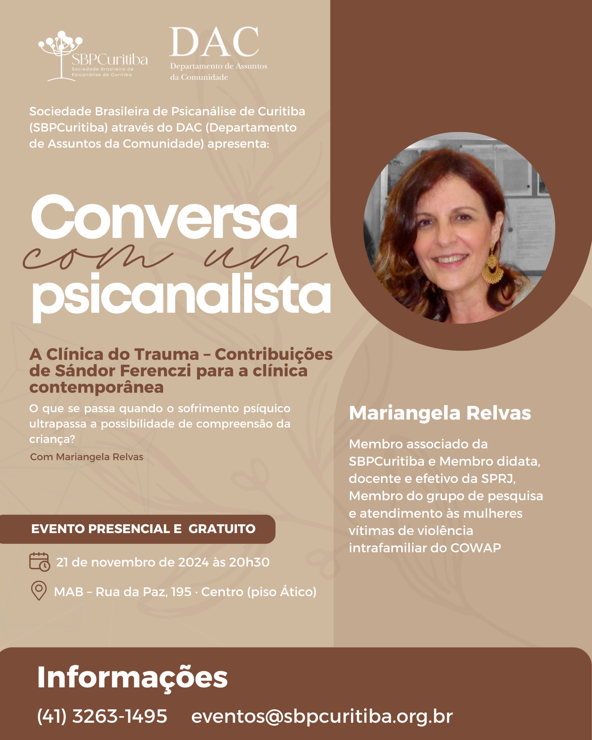 Conversa com um Psicanalista: A Clínica do Trauma – Contribuições de Sándor Ferenczi para a clínica contemporânea Conversa com um Psicanalista: A Clínica do Trauma – Contribuições de Sándor Ferenczi para a clínica contemporânea